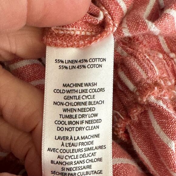 Beach Lunch Lounge Linen Blend Striped Romper Size S - Picture 7 of 7